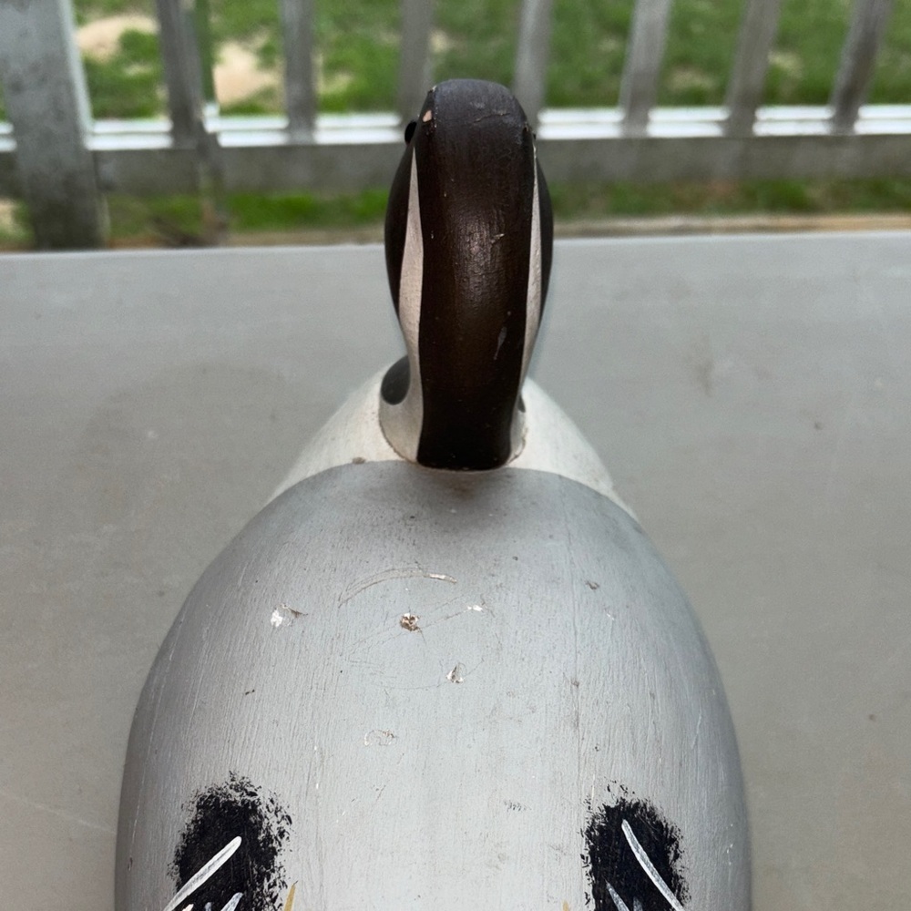 Vintage Hand Carved Hand painted Wooden Duck Decoy - Black/White/Grey/Blue - Picture 11 of 13